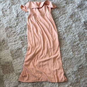 Fame and Partners Peach Off-Shoulder Gown